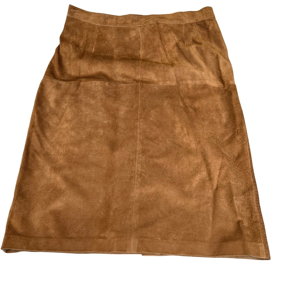 NWT Persona Made in Italy Suede Leather Midi Skirt Brown Pencil New With Tags